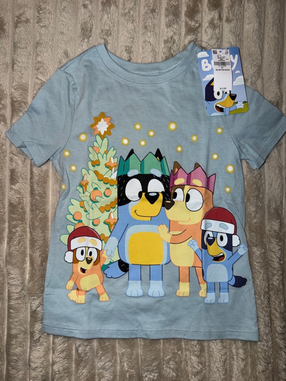 Old Navy Light Blue Bluey Holiday Graphic Tee